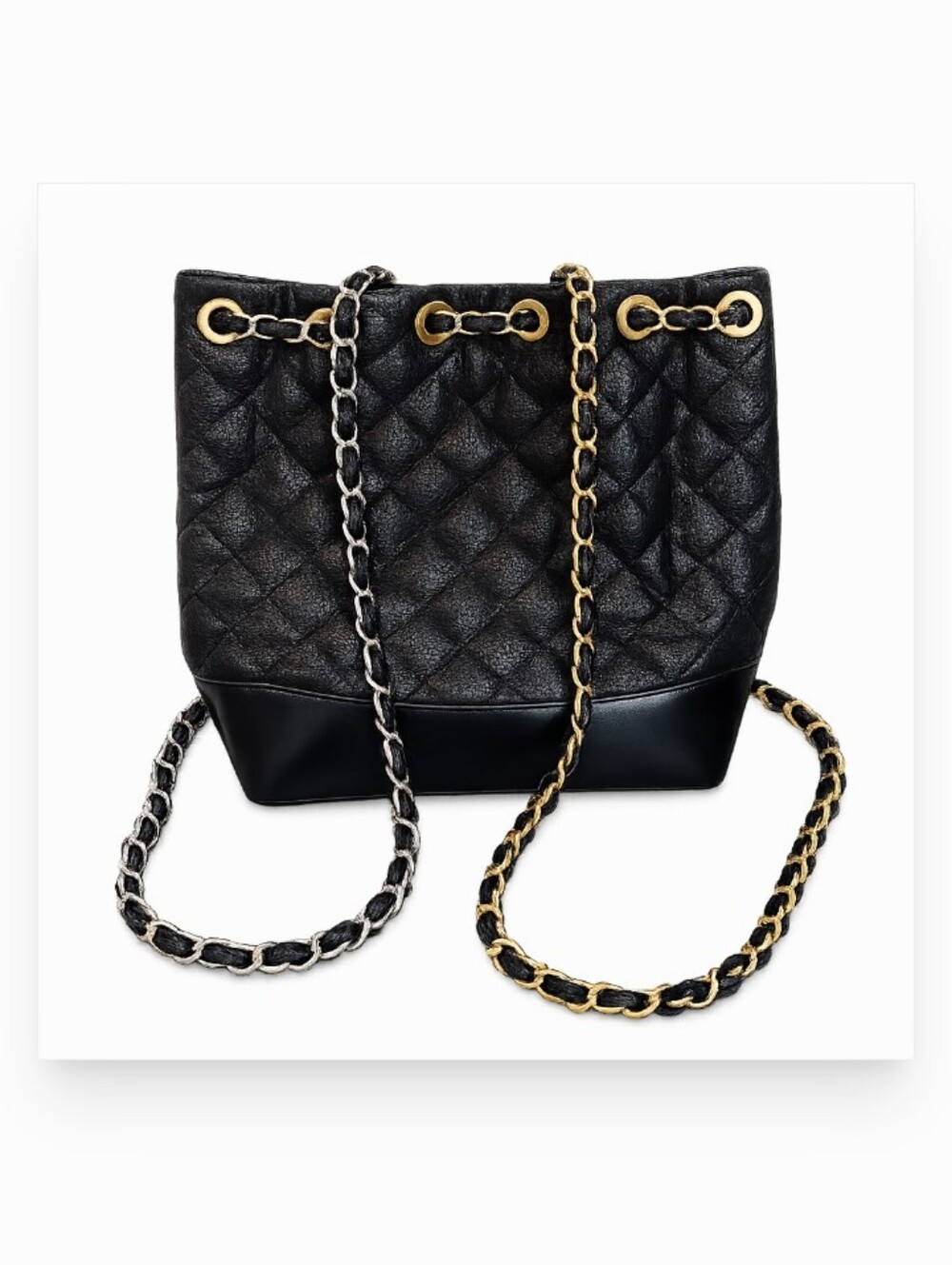 Be Humane Saratoga Quilted Purse Backpack Bag Y2k Gold Silver Chain Straps Tote